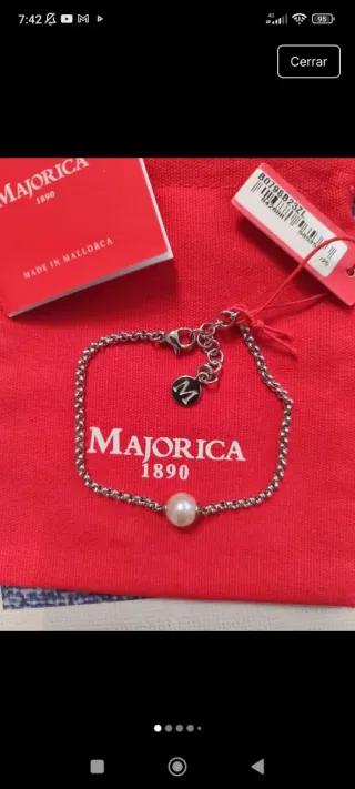 Pulsera Majorica Acero Perla Blanca