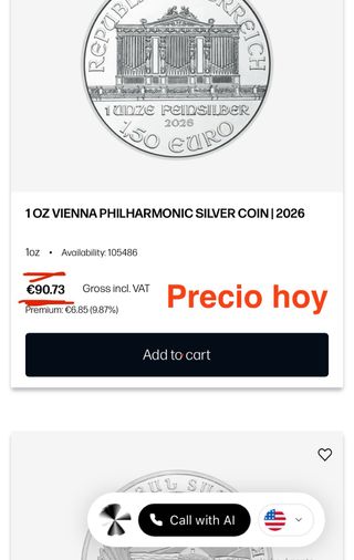 Onza Plata pura - filarmonica