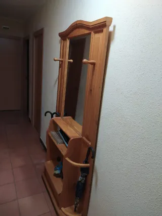 Mueble recibidor pino macizo con espejo