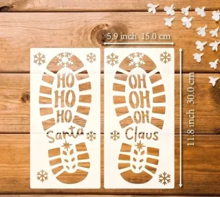 Stencil Natale Stivali Fiocchi Neve PET 2 Pezzi