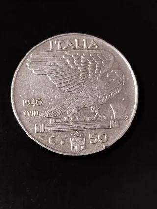 Moneda Italiana 1940 - Águila y Escudo