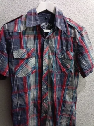 Camisa cuadros azul y rojo