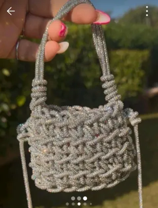 Mini borsa cristalli argento