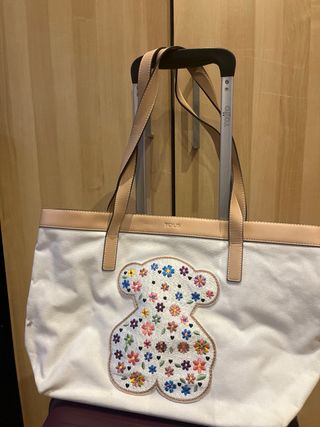 Bolso Tous Verano Tela y Piel Oso Flores