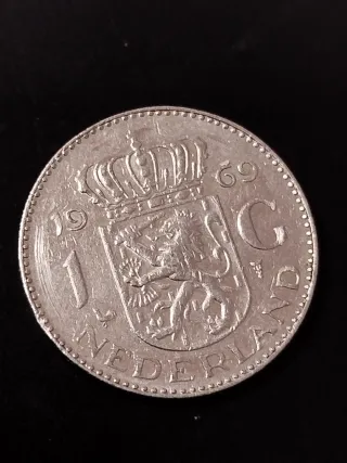 Moneda Países Bajos 1 Gulden 1969
