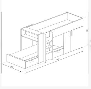 Mueble literas con cajones