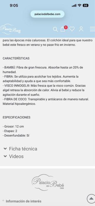 Colchón Fibra Coco Visco 137x67 para cuna 140x70cm