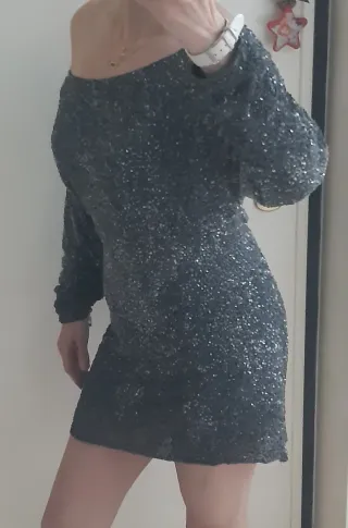 Vestito paillettes nero/argento