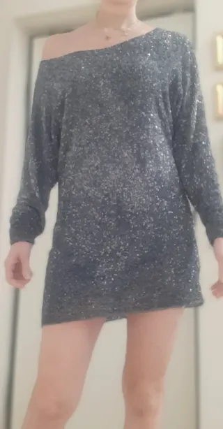 Vestito paillettes nero/argento