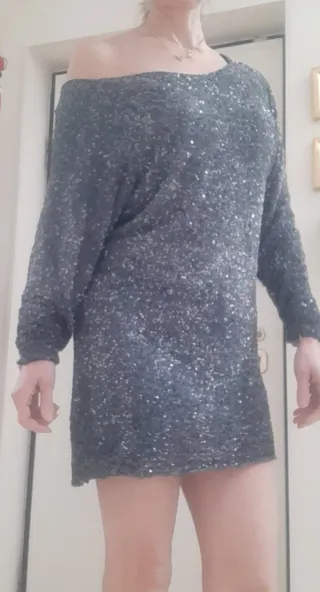 Vestito paillettes nero/argento