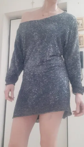 Vestito paillettes nero/argento