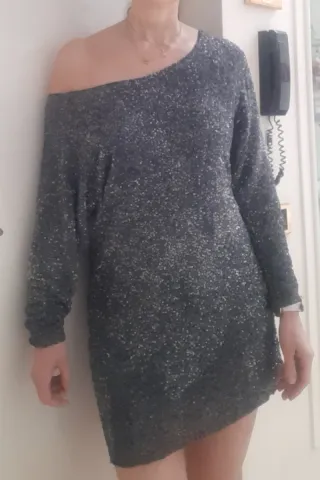 Vestito paillettes nero/argento