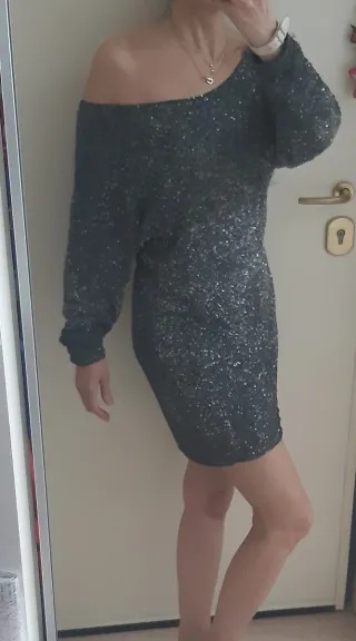 Vestito paillettes nero/argento