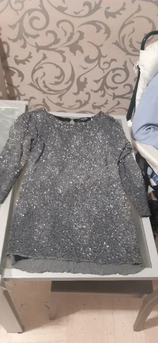 Vestito paillettes nero/argento