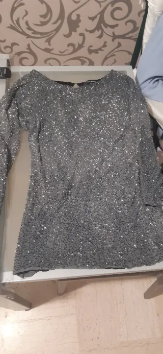 Vestito paillettes nero/argento