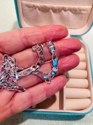 Cadena de plata y joyero