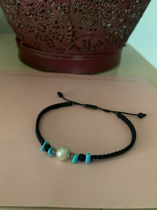 Pulsera Perla Cultivada Turquesas Ónix Oro