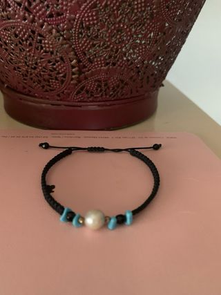 Pulsera Perla Cultivada Turquesas Ónix Oro