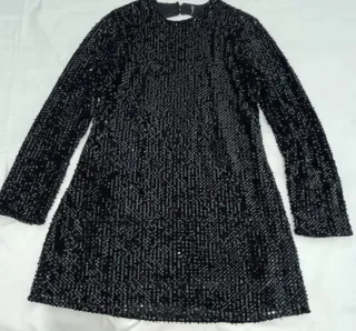 Vestido corto lentejuelas negro