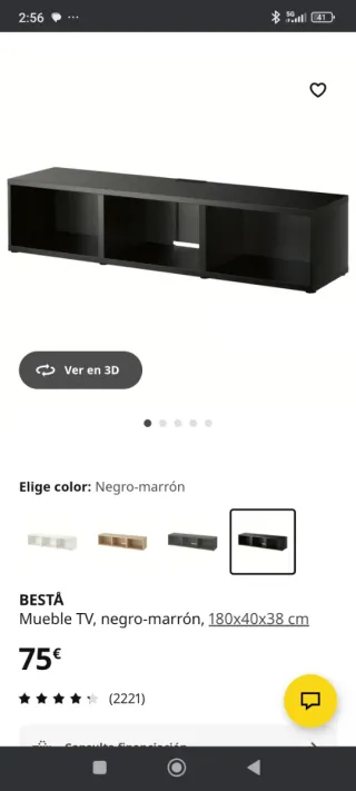 Mueble TV BESTÅ negro-marrón 180x40x38 cm