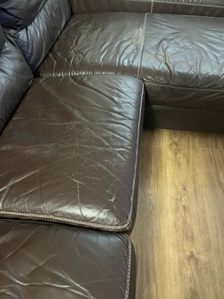 Sofá Chaise Longue Piel Marrón 275x90