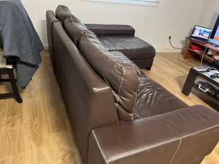 Sofá Chaise Longue Piel Marrón 275x90