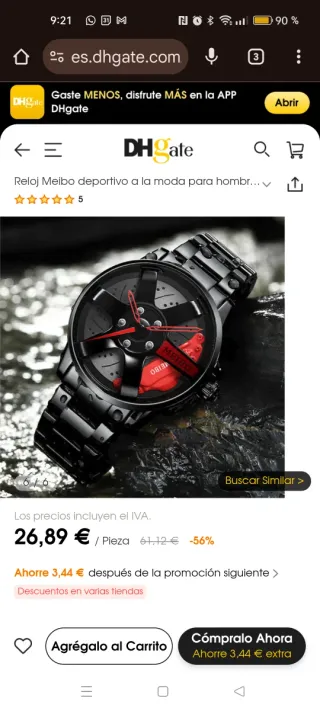 Reloj estilo deportivo
