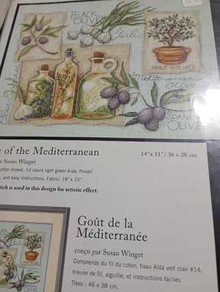 Kit Punto de Cruz para cocina, tema aceitunas.