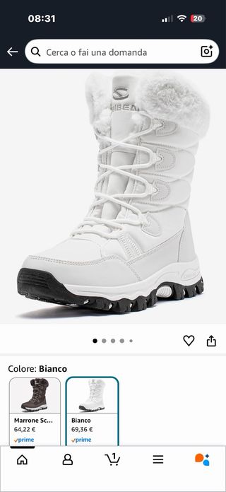 Stivali da neve bianchi con pelo, taglia 41