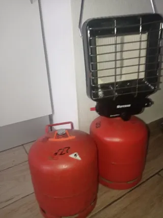 Estufa de gas butsir negra y blanca