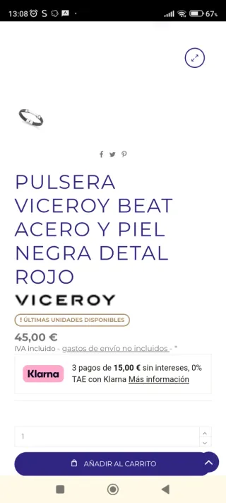 Pulsera Viceroy Hombre Cuero y Plata