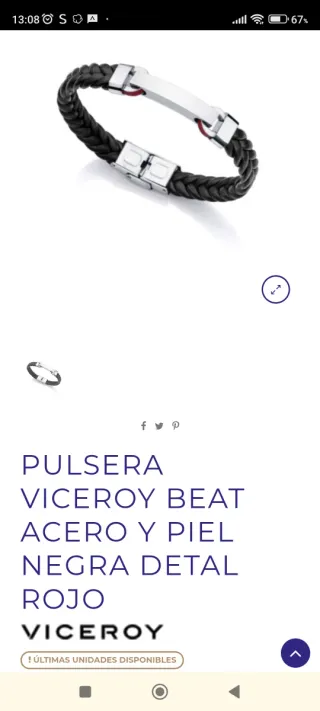 Pulsera Viceroy Hombre Cuero y Plata