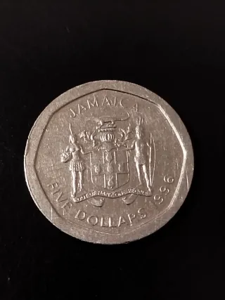 Moneda Jamaica 5 Dollars 1996