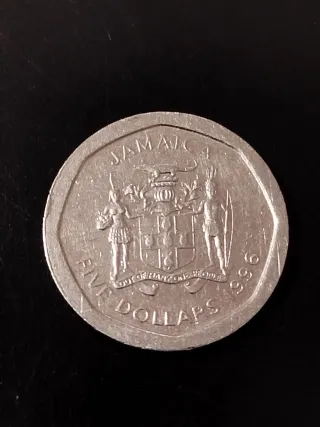 Moneda Jamaica 5 Dollars 1996