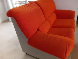 Sofá 2 plazas 160cm gris y naranja