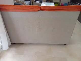 Sofá 2 plazas 160cm gris y naranja