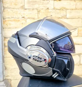 Casco Moto Modular LS2 Plata