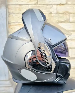 Casco Moto Modular LS2 Plata