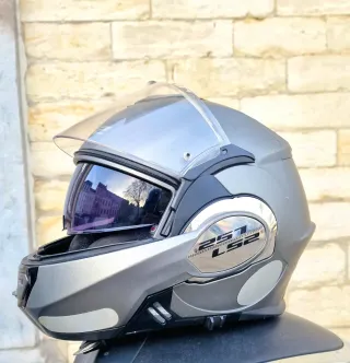 Casco Moto Modular LS2 Plata