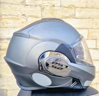 Casco Moto Modular LS2 Plata
