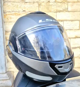 Casco Moto Modular LS2 Plata