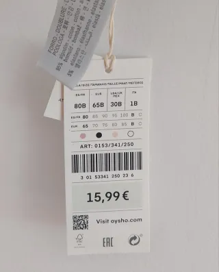 Nuevo OYSHO Sujetador triangular T 80B