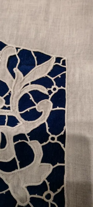 2 Tendine Lino Ricamato Dragone