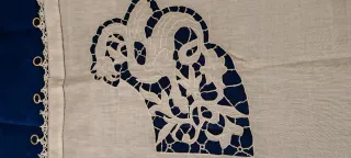 2 Tendine Lino Ricamato Dragone