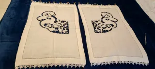 2 Tendine Lino Ricamato Dragone