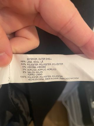 Abrigo lana negro talla XL nuevo con etiqueta