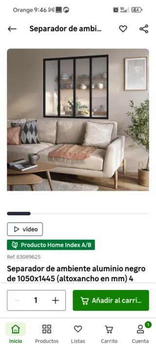 Separador de ambiente aluminio negro