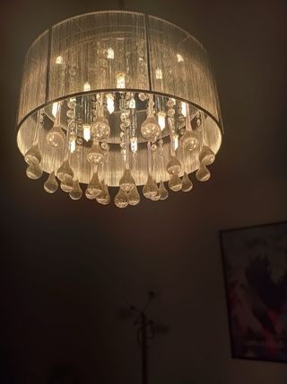 Lámpara colgante techo cristal y metal