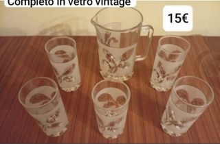 Set brocca e bicchieri vintage vetro