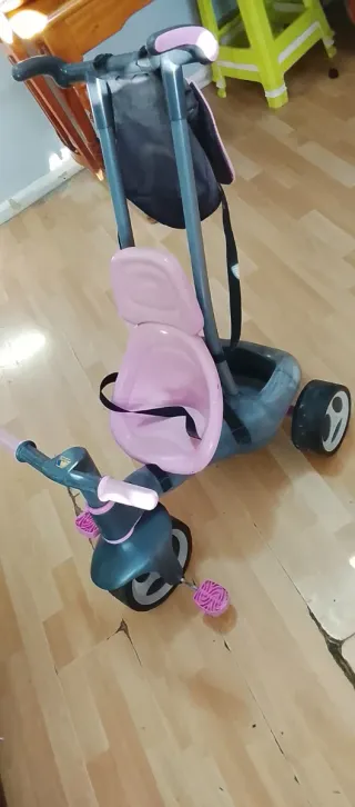 Triciclo para niña rosa y gris